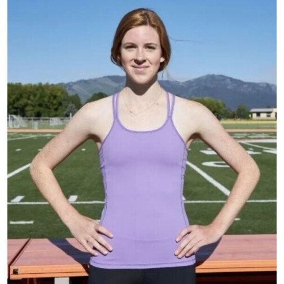 Yellowberry Flip Tank Lilac Purple Built-In Sports Bra Active Tank Top L - Picture 2 of 8